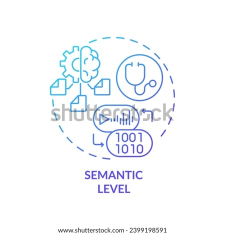 2D gradient blue icon semantic level concept, isolated vector, health interoperability resources thin line illustration.