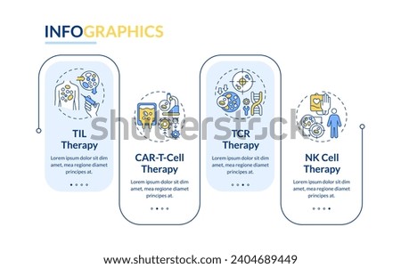 2D cell therapy vector infographics template with creative thin line icons, data visualization with 4 steps, multicolor process timeline chart.