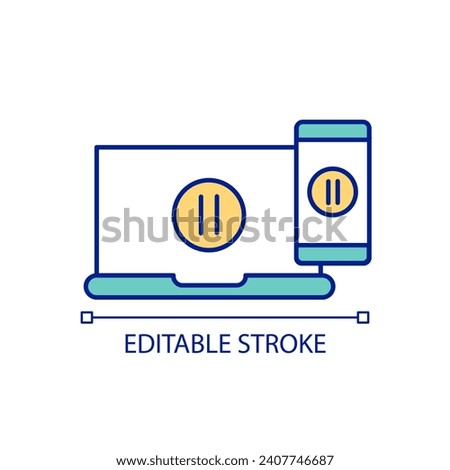 Content hygiene RGB color icon. Digital detox. Pausing devices. Stop internet activity. Media diet. Isolated vector illustration. Simple filled line drawing. Editable stroke. Arial font used