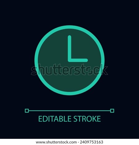 Clock pixel perfect glassmorphism ui icon for dark theme. Set alarm. Color filled line element with transparency. Isolated vector pictogram for night mode. Editable stroke