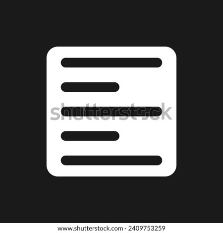 Text dark mode glyph ui icon. Full document translation. Information. User interface design. White silhouette symbol on black space. Solid pictogram for web, mobile. Vector isolated illustration