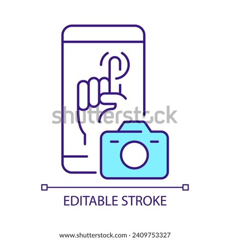 Fingerprint authentication RGB color icon. Biometric data access. Lock protection. Smartphone security. Isolated vector illustration. Simple filled line drawing. Editable stroke