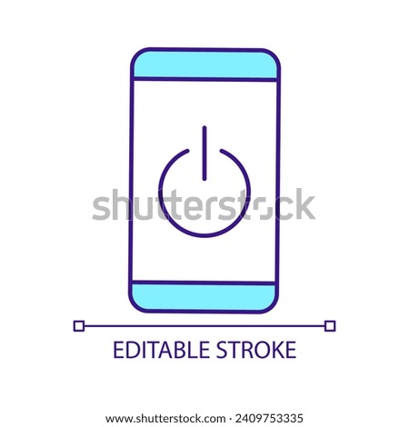 Turning off smartphone RGB color icon. Mobile phone shutdown. Switching off. Force restart. Isolated vector illustration. Simple filled line drawing. Editable stroke