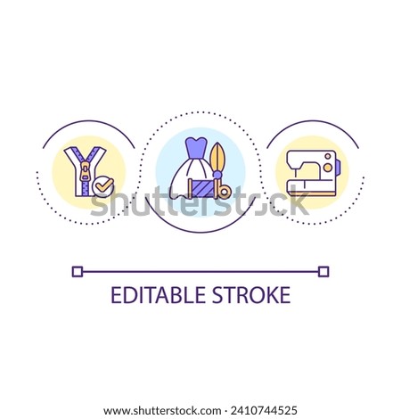 Clothing repair and tailoring services loop concept icon. Working remotely. Home based job abstract idea thin line illustration. Isolated outline drawing. Editable stroke. Arial font used