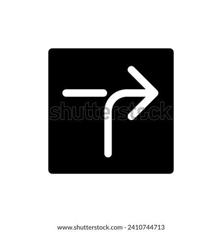 Right horizontal alignment sign black glyph ui icon. Road arrow. Finding route. User interface design. Silhouette symbol on white space. Solid pictogram for web, mobile. Isolated vector illustration
