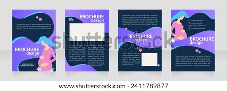 Preparing for labor blank brochure design. Template set with copy space for text. Premade corporate reports collection. Editable 4 paper pages. Rounded Mplus 1c Bold, Nunito Light fonts used