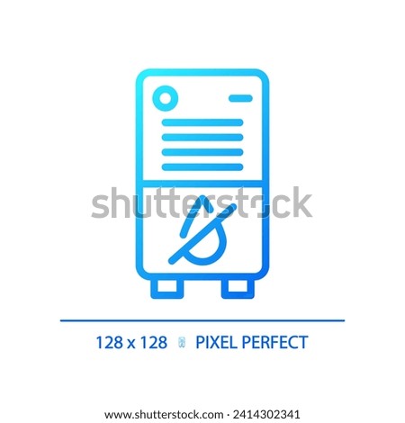 Air dehumidifier gradient linear vector icon. Portable device. Humidity control. Water removal. House appliance. Thin line color symbol. Modern style pictogram. Vector isolated outline drawing