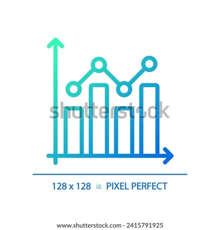 Combo chart gradient linear vector icon. Sales performance. Economic report. Project progress. Data analytics. Thin line color symbol. Modern style pictogram. Vector isolated outline drawing