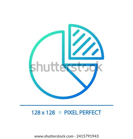 Pie chart gradient linear vector icon. Circle divided. Business statistics. Statistical graphics. Data visualization. Thin line color symbol. Modern style pictogram. Vector isolated outline drawing