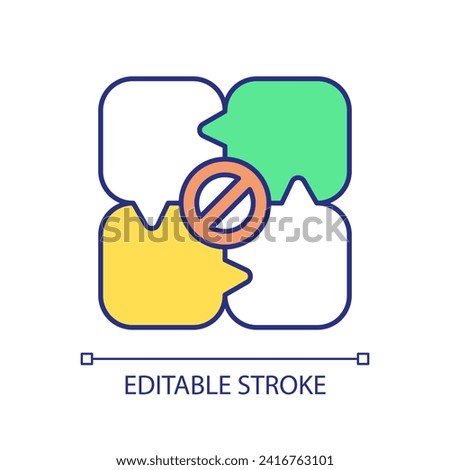 Communication barrier RGB color icon. Limited access. Information overload. Dont understand. Social interaction. Isolated vector illustration. Simple filled line drawing. Editable stroke