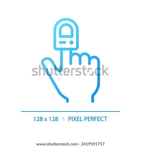 Pulse oximeter pixel perfect gradient linear vector icon. Oxygen saturation. Heart rate. Health assessment. Thin line color symbol. Modern style pictogram. Vector isolated outline drawing