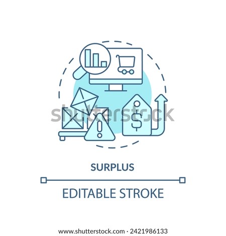 Surplus soft blue concept icon. Unsold quantity of goods. High price. Round shape line illustration. Abstract idea. Graphic design. Easy to use in brochure marketing