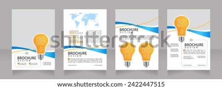 Electrical energy distributing systems blank brochure design. Template set with copy space for text. Premade corporate reports collection. Editable 4 paper pages. Calibri, Arial fonts used
