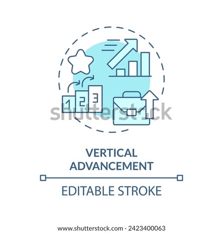 Vertical advancement soft blue concept icon. Career progression. More authority, responsibility. Round shape line illustration. Abstract idea. Graphic design. Easy to use in promotional material