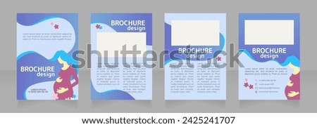 Healthy maternity blank brochure design. Template set with copy space for text. Premade corporate reports collection. Editable 4 paper pages. Rounded Mplus 1c Bold, Nunito Light fonts used