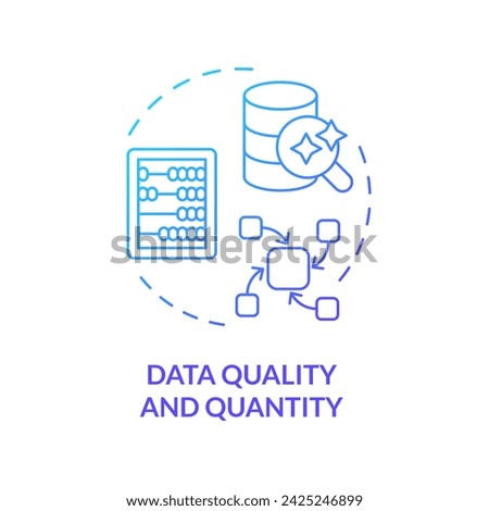 2D gradient data quality and quantity icon, creative isolated vector, thin line blue illustration representing cognitive computing.