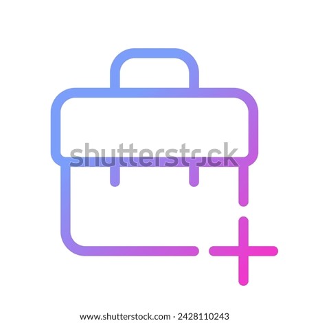 Briefcase with plus pixel perfect gradient linear ui icon. Business communication online. Line color user interface symbol. Modern style pictogram. Vector isolated outline illustration