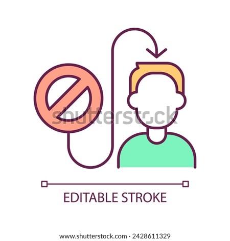 Not having access to education RGB color icon. Skills deficit. Unlettered person. Lack of knowledge. Isolated vector illustration. Simple filled line drawing. Editable stroke. Arial font used