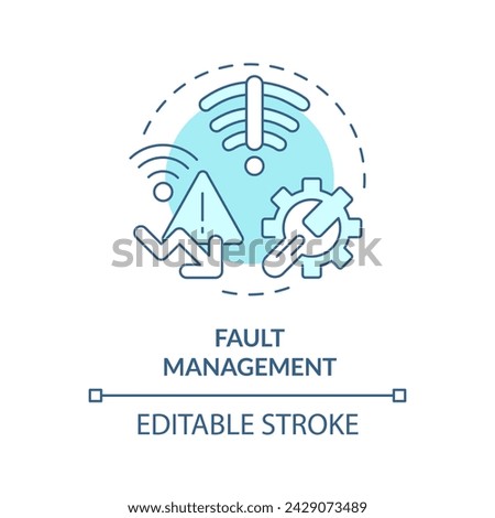 Fault management soft blue concept icon. Log analyzing, vulnerability assessment. Server administration maintenance. Round shape line illustration. Abstract idea. Graphic design. Easy to use