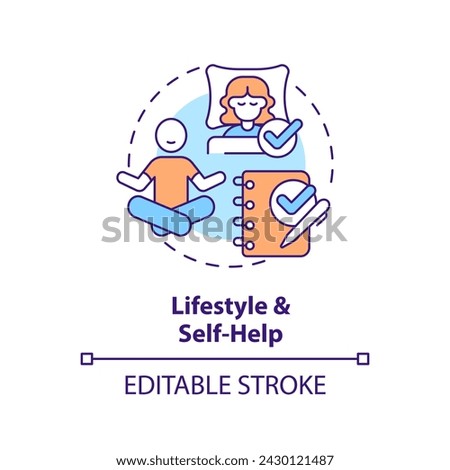 Healthcare lifestyle multi color concept icon. Emotional wellbeing, self care. Round shape line illustration. Abstract idea. Graphic design. Easy to use in infographic, presentation, brochure, booklet
