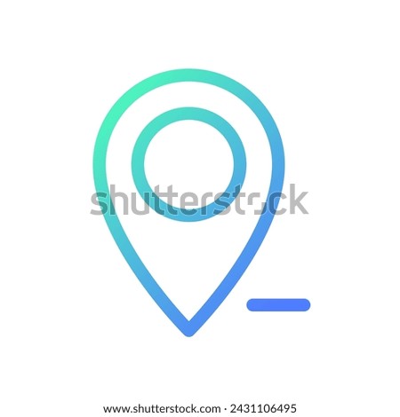 Remove pin from map pixel perfect gradient linear ui icon. Unpin location. Delete GPS destination. Line color user interface symbol. Modern style pictogram. Vector isolated outline illustration