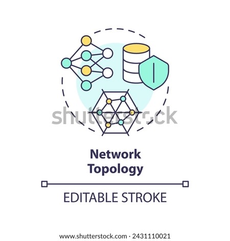 Network topology multi color concept icon. System structure configuration. Data administration. Efficiency management. Round shape line illustration. Abstract idea. Graphic design. Easy to use