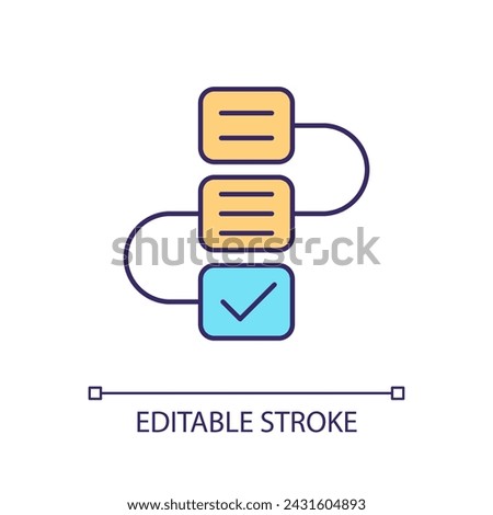 Motion through project milestones RGB color icon. Completion of business plan. Tasklist blocks. Isolated vector illustration. Simple filled line drawing. Editable stroke. Arial font used