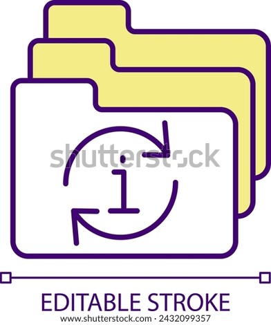 Digital documents update process RGB color icon. Online information catalog. Records and reports on internet. Isolated vector illustration. Simple filled line drawing. Editable stroke