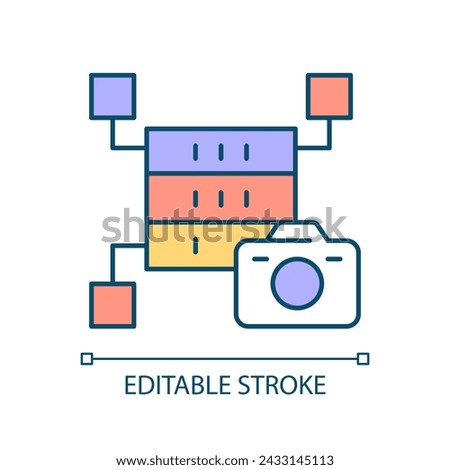 Data snapshot RGB color icon. Camera memory storage. Computing. Record of digital files. Instant disaster recovery. Isolated vector illustration. Simple filled line drawing. Editable stroke