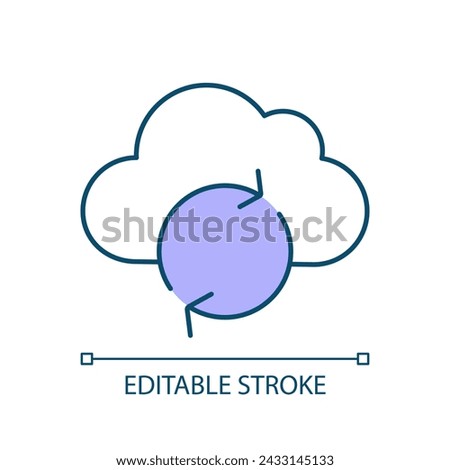 Cloud storage reload RGB color icon. Upload data. Service provider. Computer system recovery. Database backup. Isolated vector illustration. Simple filled line drawing. Editable stroke