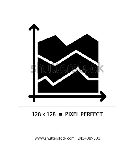 Area chart black glyph icon. Revenue management. Temperature change. Data presentation. Infographic element. Silhouette symbol on white space. Solid pictogram. Vector isolated illustration
