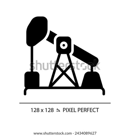 Oil pump black glyph icon. Petroleum industry. Technology equipment. Oil extraction. Manufacturing business. Silhouette symbol on white space. Solid pictogram. Vector isolated illustration