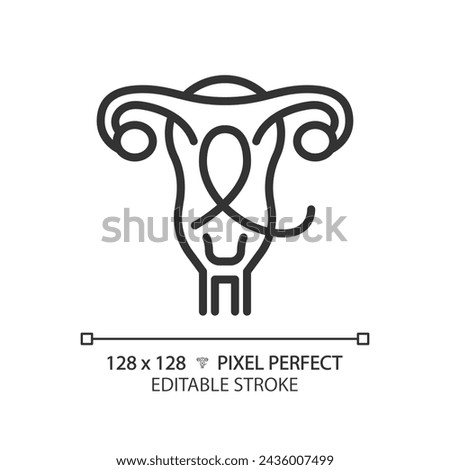 Gynecologic cancer linear icon. Female reproductive system disease. Woman oncology, illness. Menstrual health. Thin line illustration. Contour symbol. Vector outline drawing. Editable stroke