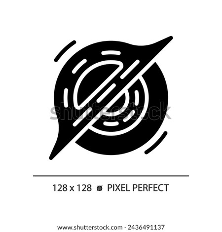 Black hole pixel perfect black glyph icon. Gravity well. Deep space. Cosmic mystery. Scientific discovery. Silhouette symbol on white space. Solid pictogram. Vector isolated illustration