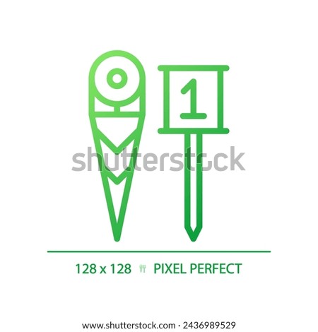 First down marker gradient linear vector icon. American football equipment. Offense team target. Rules of game. Thin line color symbol. Modern style pictogram. Vector isolated outline drawing