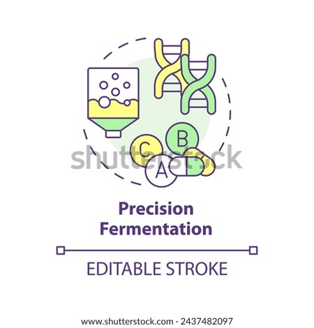 Precision fermentation multi color concept icon. Pharmaceutical industry, food production. Round shape line illustration. Abstract idea. Graphic design. Easy to use in article, blog post