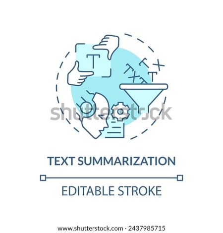 Text summarization soft blue concept icon. Natural language processing. Intelligent data analysis. Round shape line illustration. Abstract idea. Graphic design. Easy to use in infographic