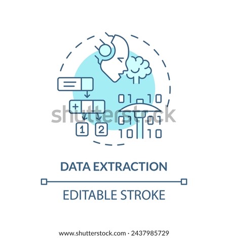 Data extraction soft blue concept icon. Artificial intelligence, etl process. Document analysis. Round shape line illustration. Abstract idea. Graphic design. Easy to use in infographic