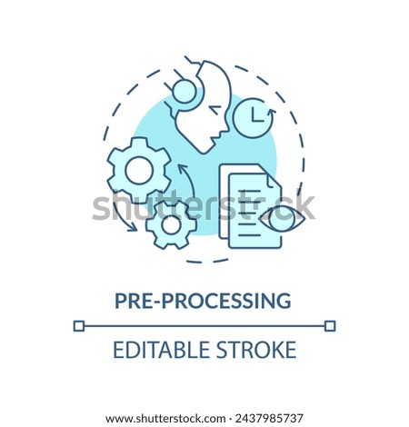 Pre-processing soft blue concept icon. Virtual assistant, transformative tools. Data processing. Round shape line illustration. Abstract idea. Graphic design. Easy to use in infographic