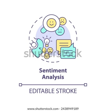 Sentiment analysis multi color concept icon. Natural language processing. Computational linguistics. Round shape line illustration. Abstract idea. Graphic design. Easy to use in infographic