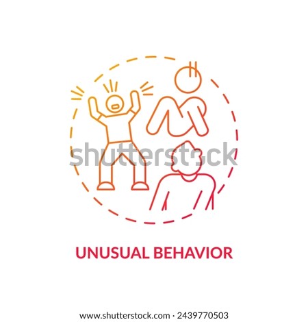 Unusual, abnormal behaviour red gradient concept icon. Social issues. Round shape line illustration. Abstract idea. Graphic design. Easy to use in infographic, presentation, brochure, booklet