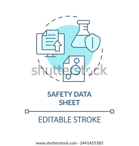 Safety data sheet soft blue concept icon. Regulatory compliance. Incident prevention. Risk assessment. Round shape line illustration. Abstract idea. Graphic design. Easy to use presentation, article