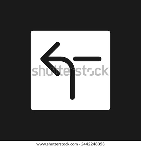 Left horizontal alignment sign dark mode glyph ui icon. Driving car. User interface design. White silhouette symbol on black space. Solid pictogram for web, mobile. Vector isolated illustration