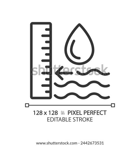 Groundwater level linear icon. Water table. Hydrogeological study. Groundwater recharge. Thin line illustration. Contour symbol. Vector outline drawing. Editable stroke. Pixel perfect