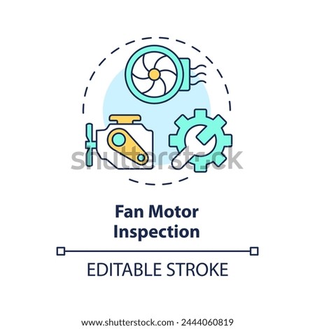 Fan motor inspection multi color concept icon. HVAC system professional service. Regular checkup. Round shape line illustration. Abstract idea. Graphic design. Easy to use in promotional material