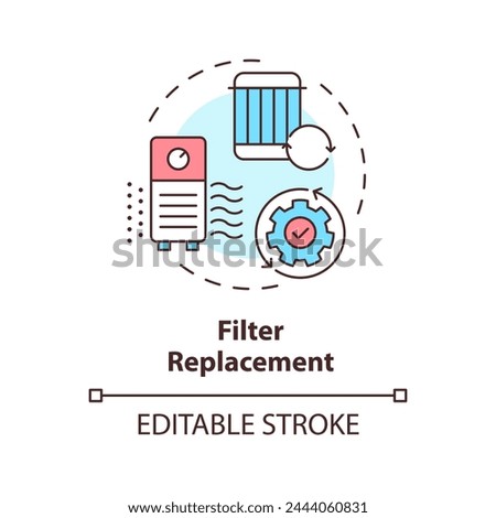 Filter replacement multi color concept icon. Air purifier maintenance. Dust removal. Air circulation. Round shape line illustration. Abstract idea. Graphic design. Easy to use in promotional material