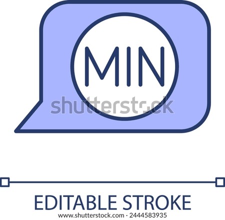 Minimum arithmetic operator blue purple RGB color icon. Mathematical logic operation. Business finance, accounting formula. Isolated vector illustration. Simple filled line drawing. Editable stroke