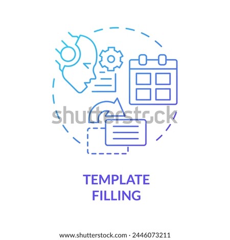 Template filling blue gradient concept icon. Prompt engineering technique. Interact with AI models. Round shape line illustration. Abstract idea. Graphic design. Easy to use in article