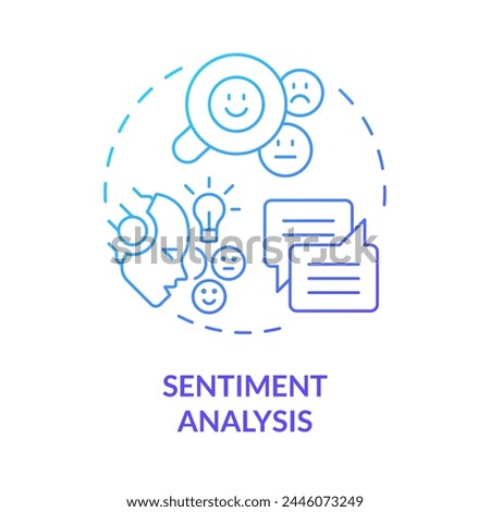 Sentiment analysis blue gradient concept icon. Natural language processing. Computational linguistics. Round shape line illustration. Abstract idea. Graphic design. Easy to use in infographic
