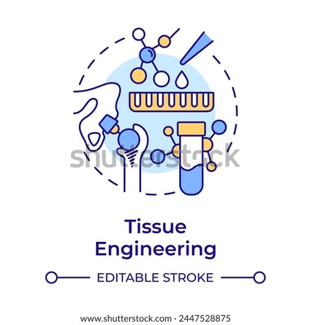 Tissue engineering multi color concept icon. Organ regeneration. Health technology. Biotechnology. Round shape line illustration. Abstract idea. Graphic design. Easy to use in presentation